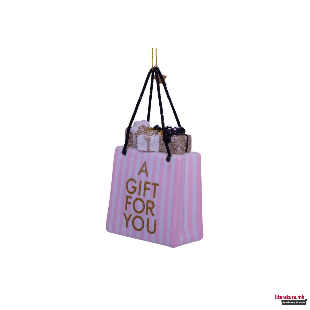 Лампион, Pink/White Striped Gift Bag, 8.5 cm