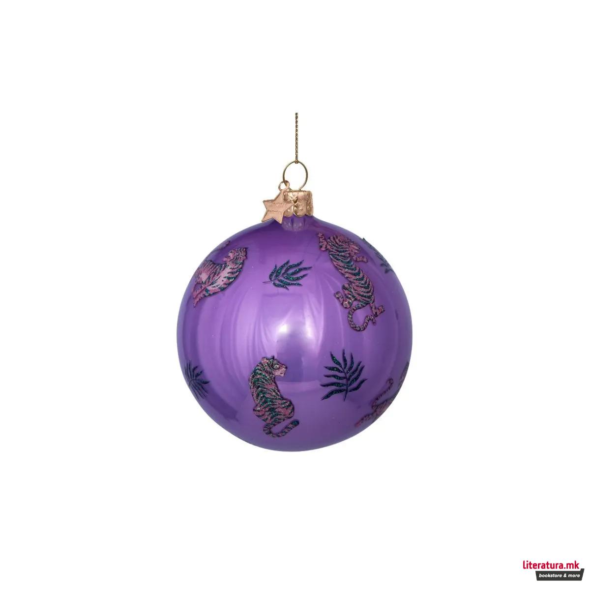 Лампион, Purple Bauble with Tiger Print 