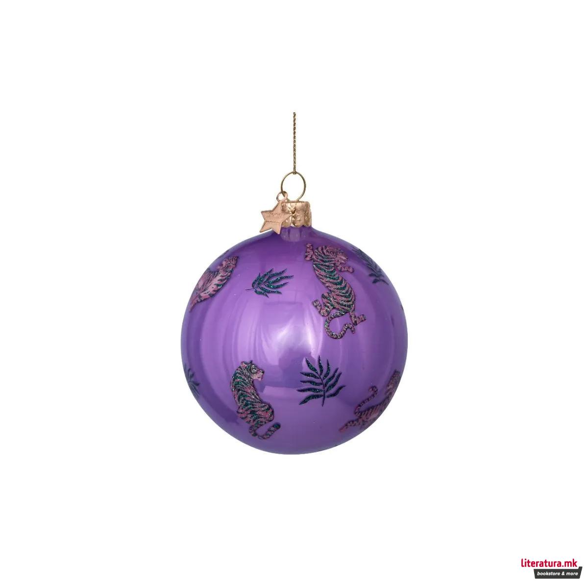 Лампион, Purple Bauble with Tiger Print 