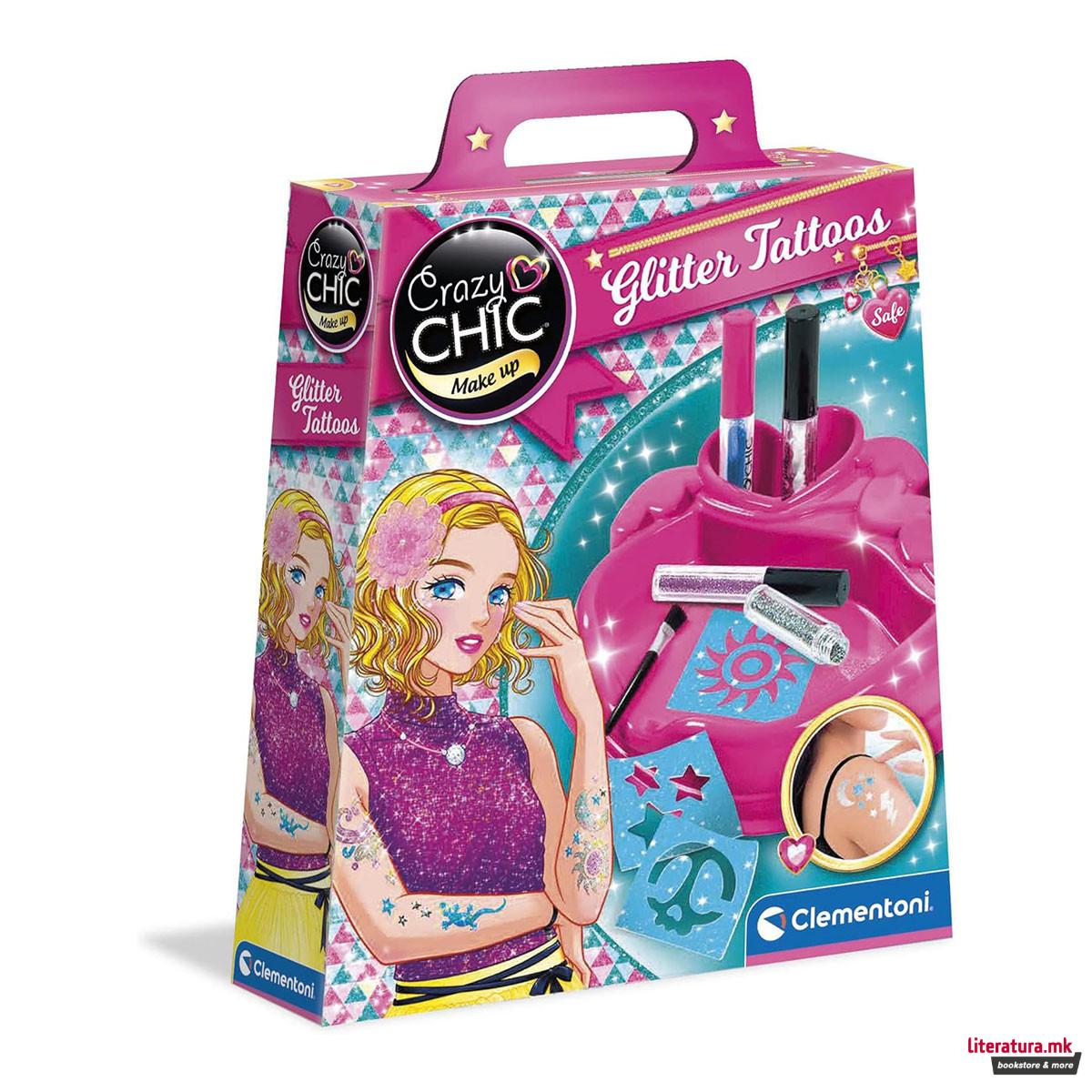 Детски сет за тетовирање, Crazy Chic Make Up - Glitter Tattoos 
