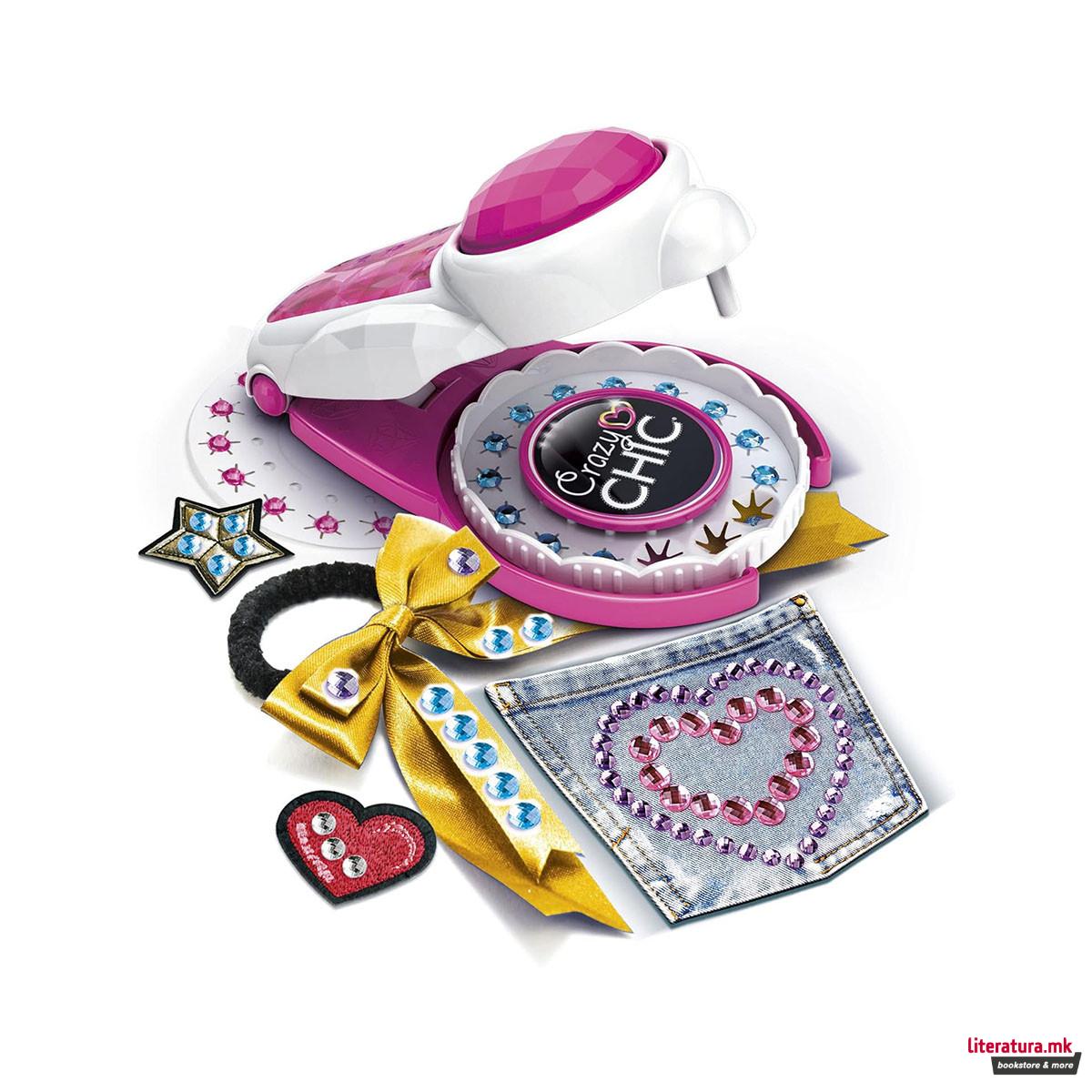 Детски сет за украсување на облека, Crazy Chic Fashion - Strass Machine 