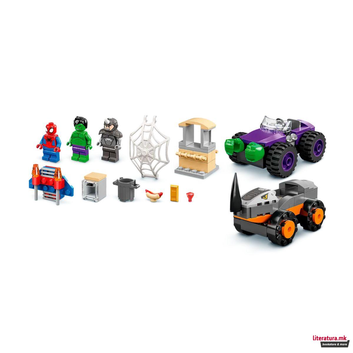 LEGO коцки, Marvel: Spidey Amazing Friends - Hulk vs. Rhino Truck Showdown