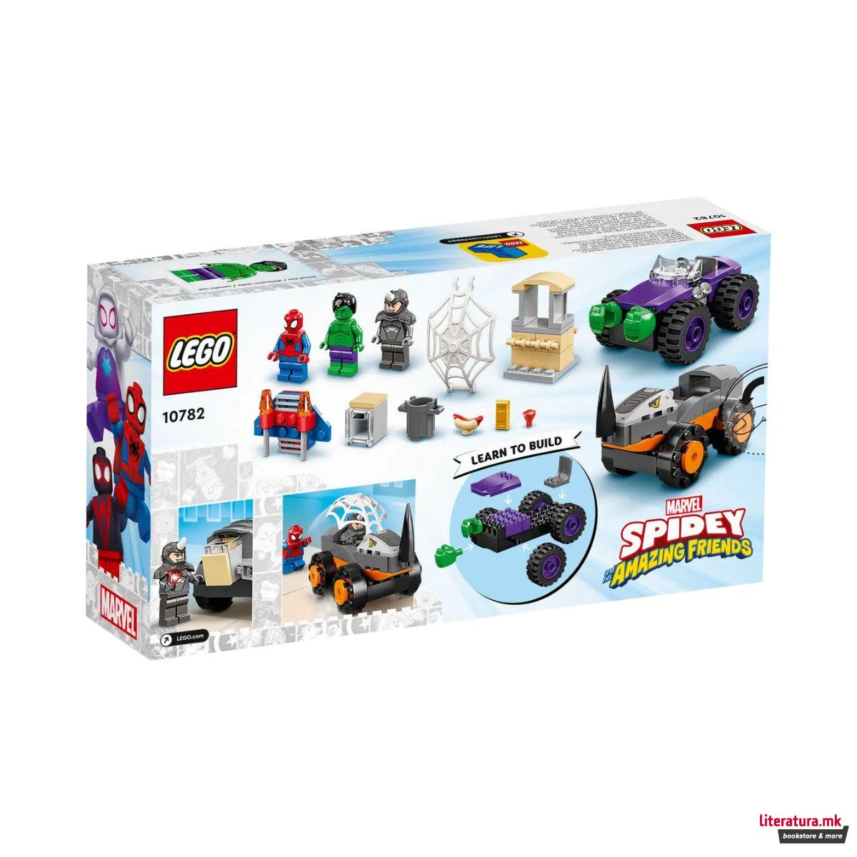 LEGO коцки, Marvel: Spidey Amazing Friends - Hulk vs. Rhino Truck Showdown