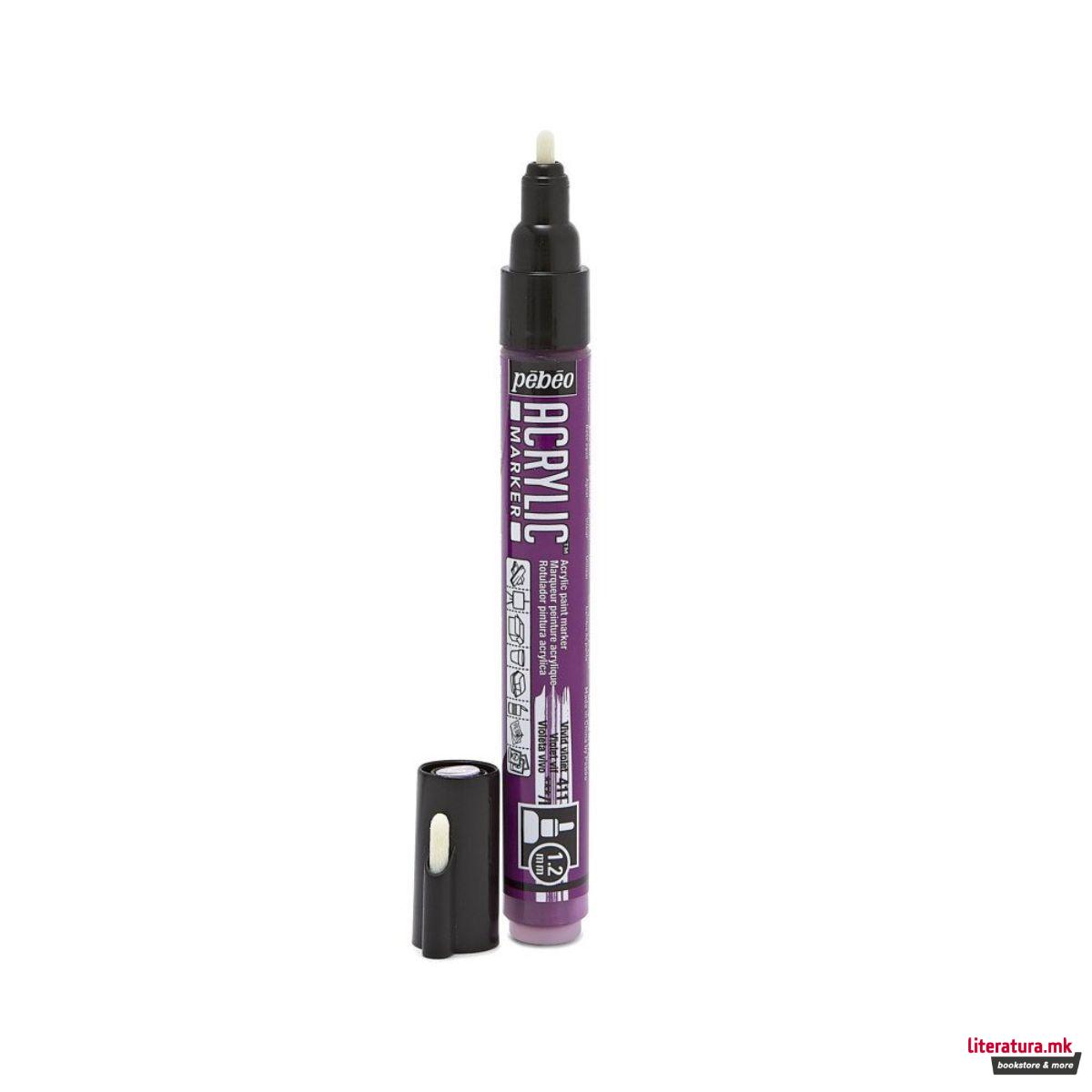 Акрилен маркер, Pebeo, Acrylic Marker 1.2mm - Bright Violet