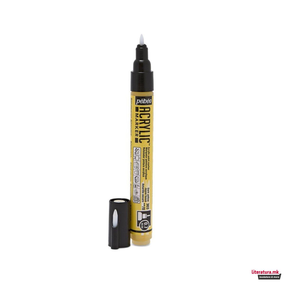 Акрилен маркер, Pebeo, Acrylic Marker 0.7mm - Dark Yellow