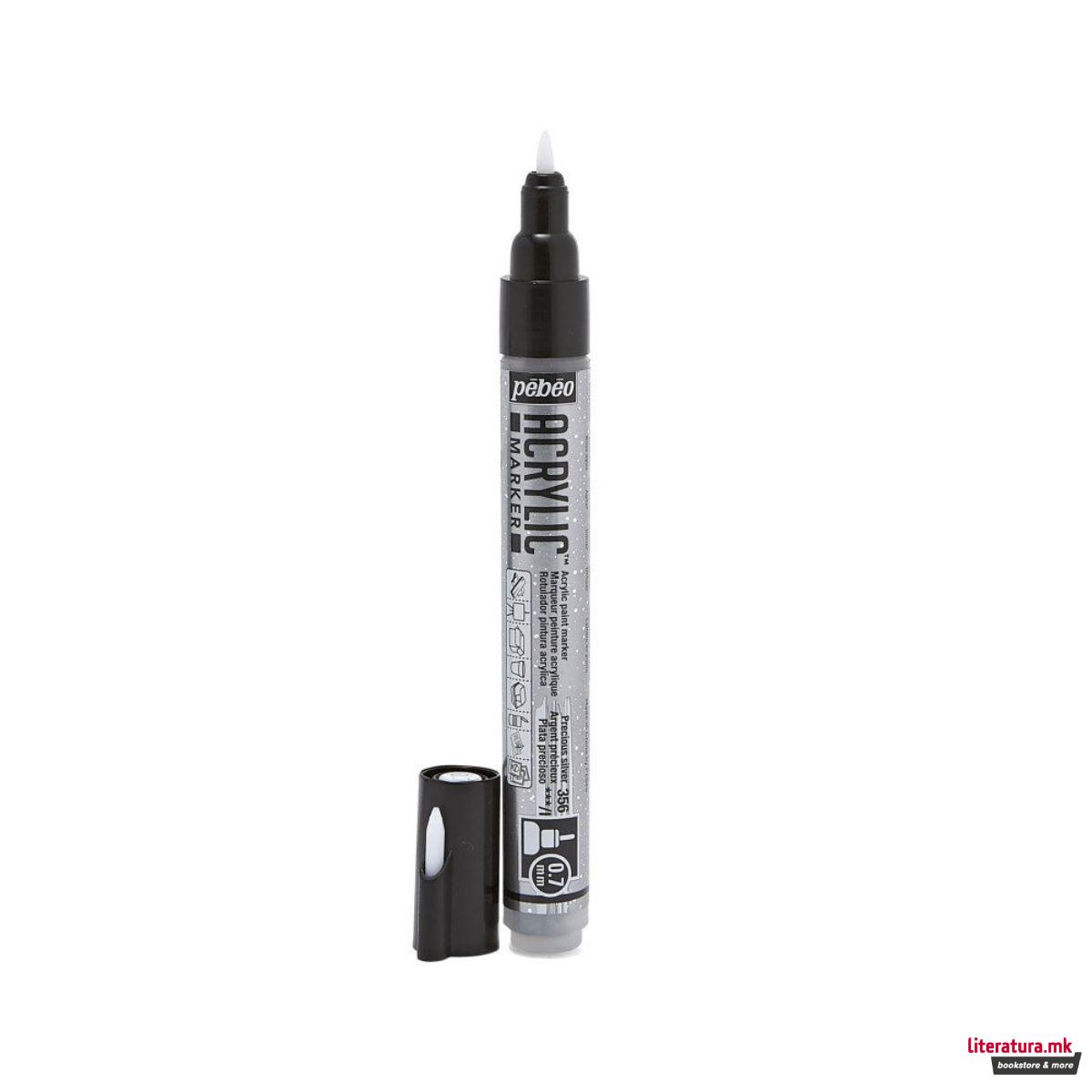 Акрилен маркер, Pebeo, Acrylic Marker 0.7mm - Precious Silver