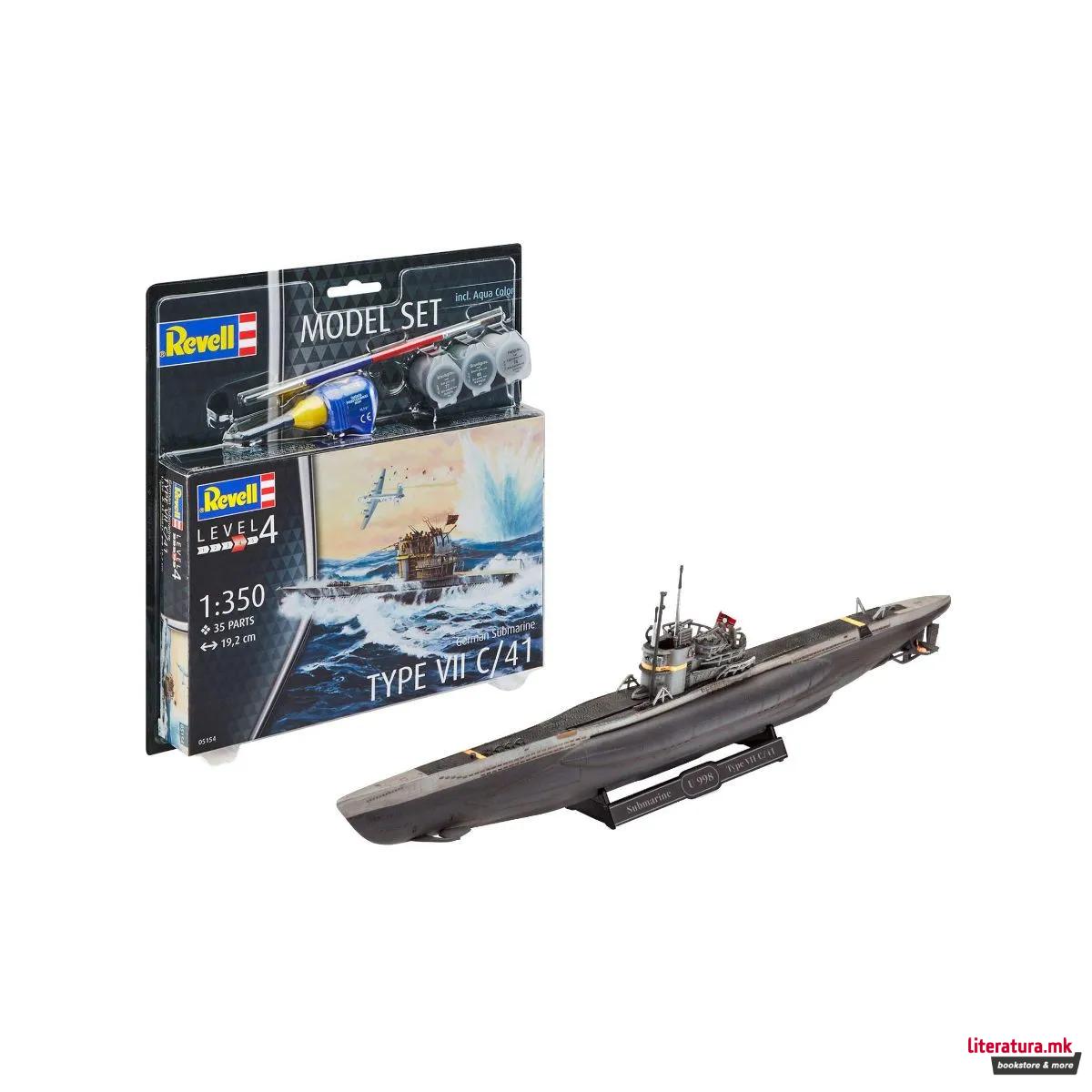 Сет макета + бои, German Submarine Type VII C/4, 1:350