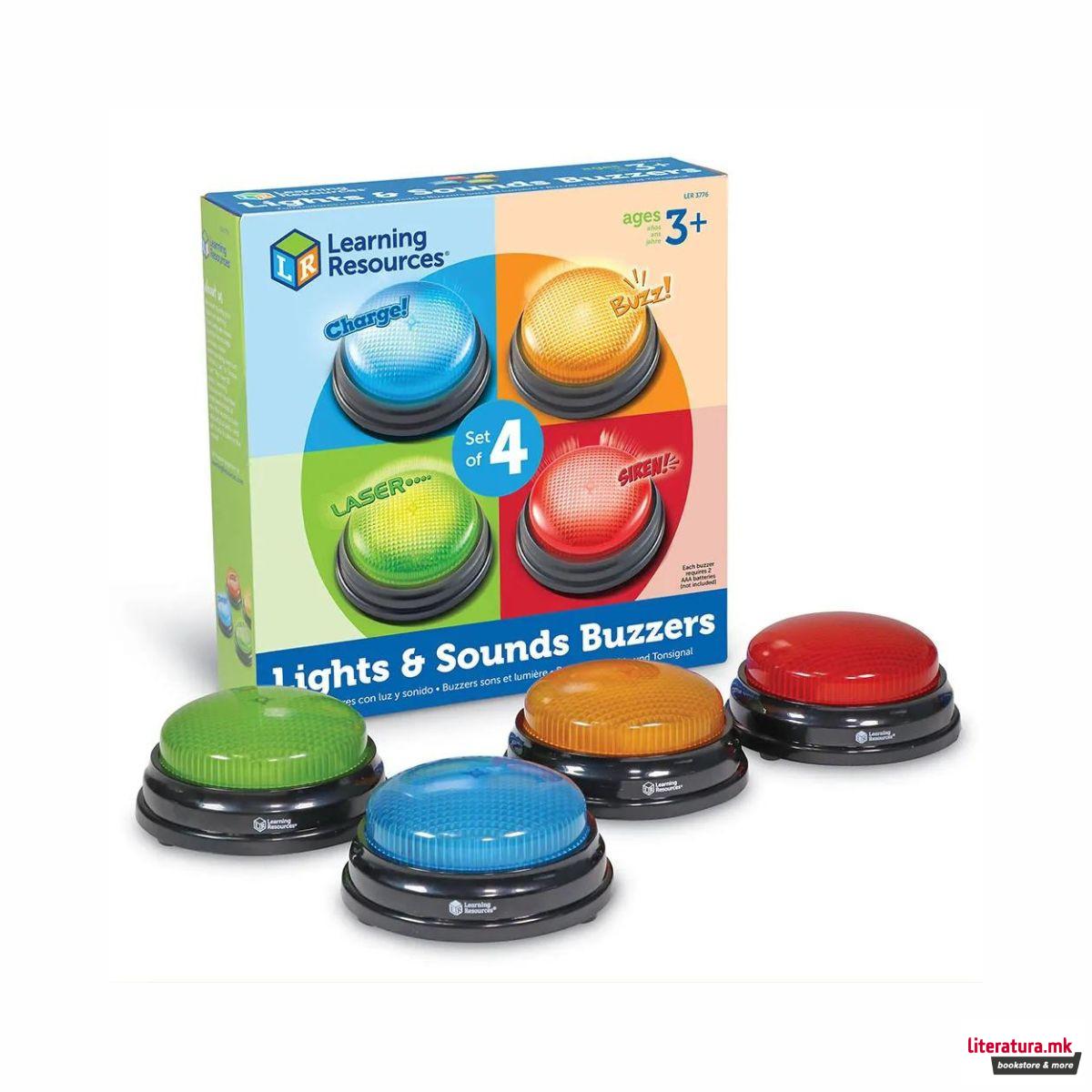 Сет тастери со светла и звуци, Lights and Sounds Buzzers, 1/4