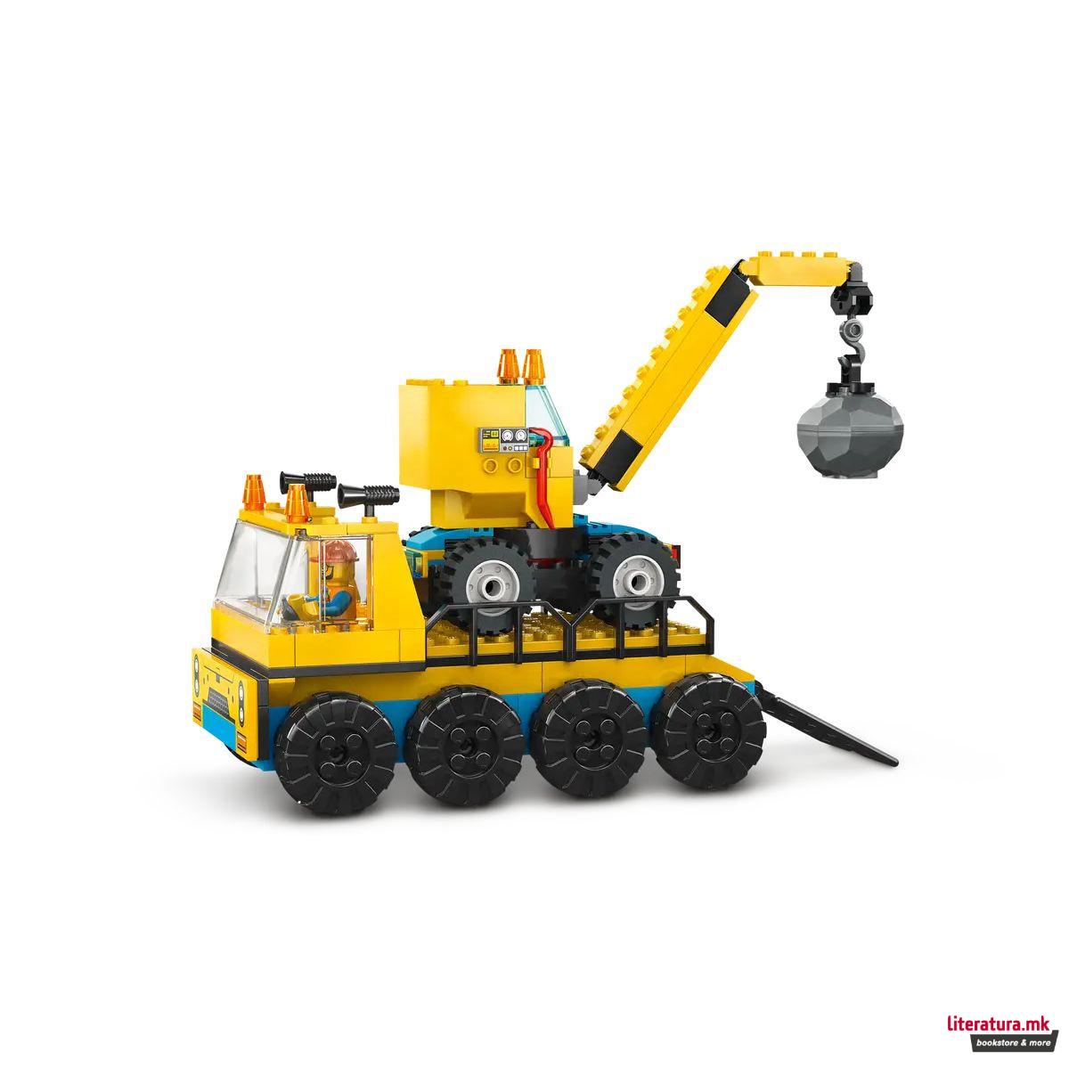 LEGO коцки, City, Construction Trucks and Wrecking Ball Crane