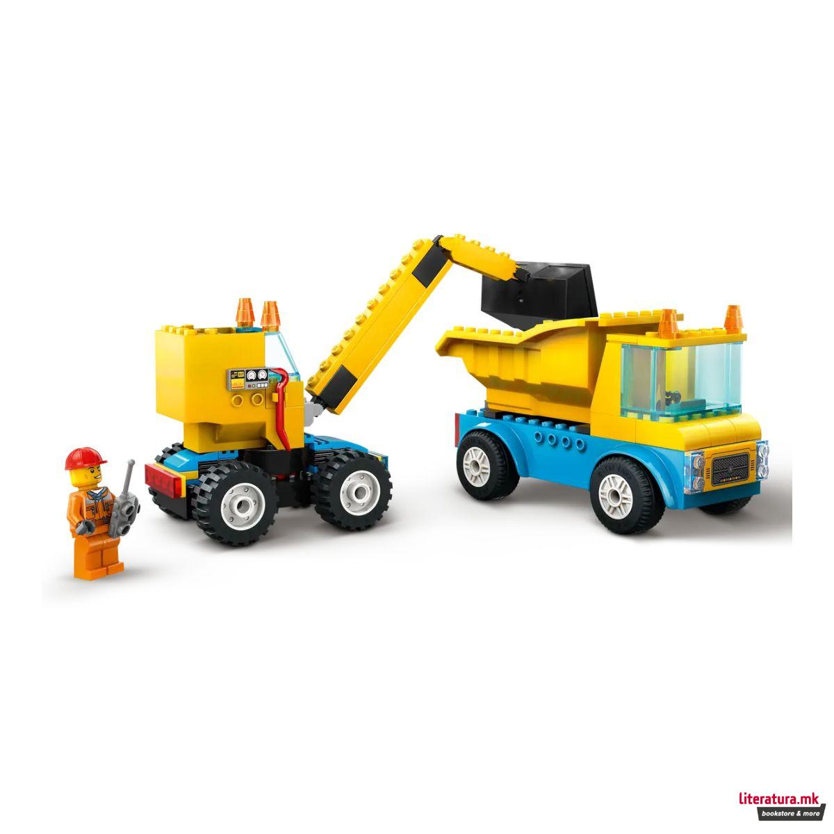 LEGO коцки, City, Construction Trucks and Wrecking Ball Crane