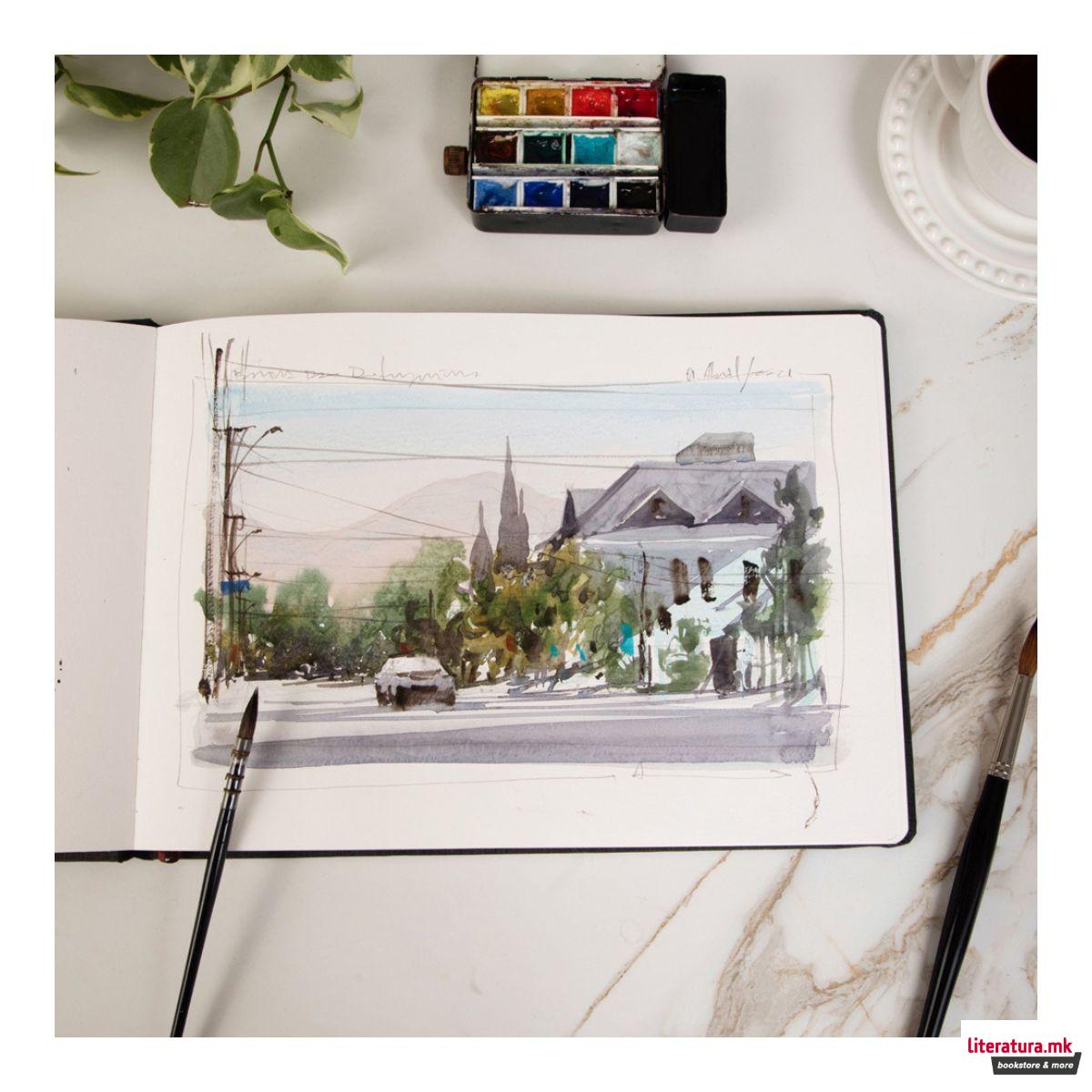 Скицник, Watercolour, 200 g/cm², A4 хоризонтален, ситно зрнест