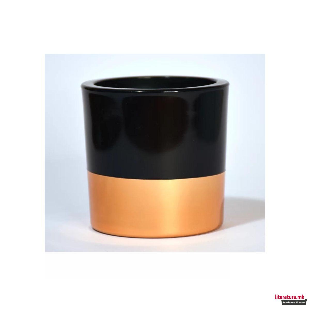Свеќа, Candele Firenze VIP Glass, кадифена црна/металик бакарна