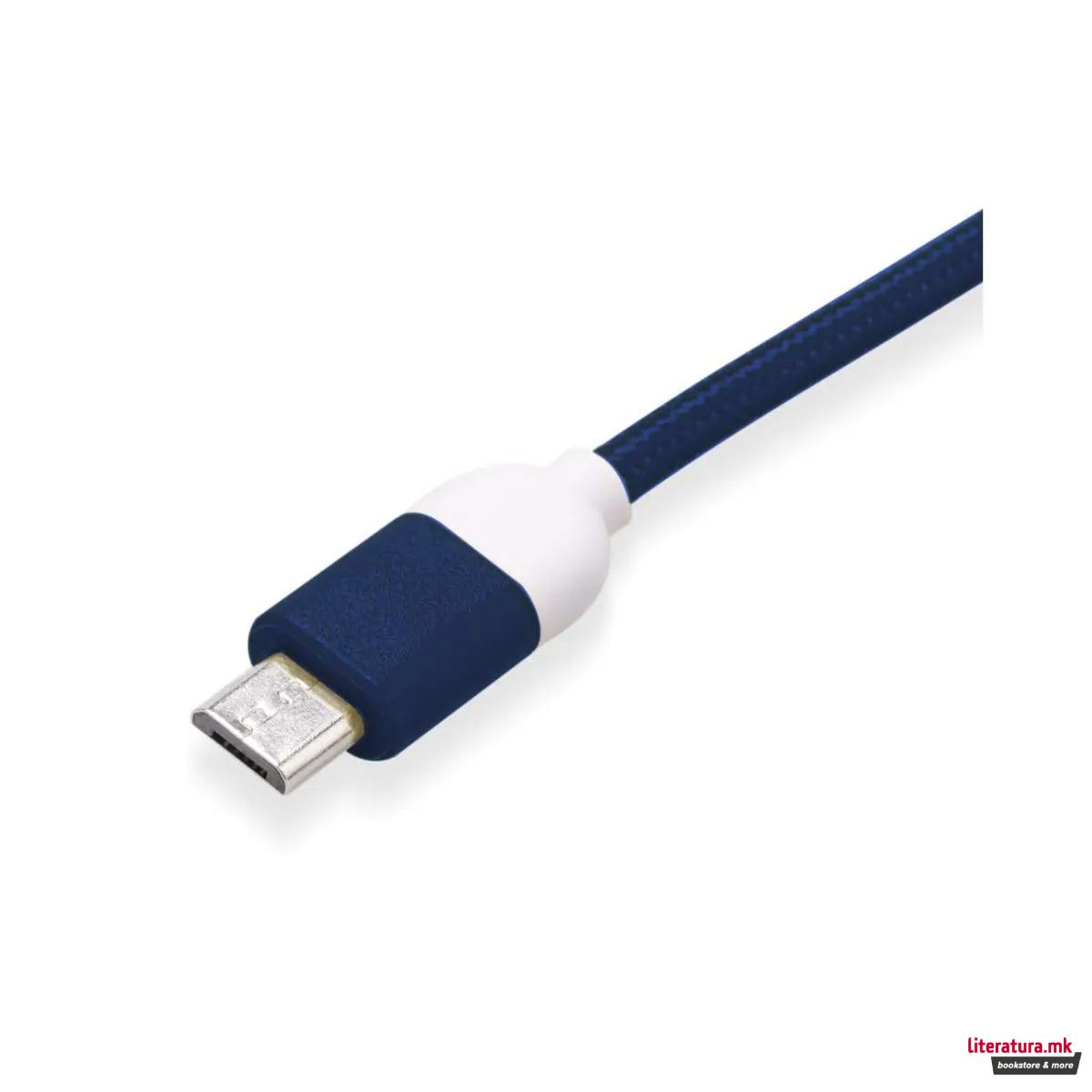 USB кабел за Android уреди, Pantone - Micro USB, темносин, 1м 