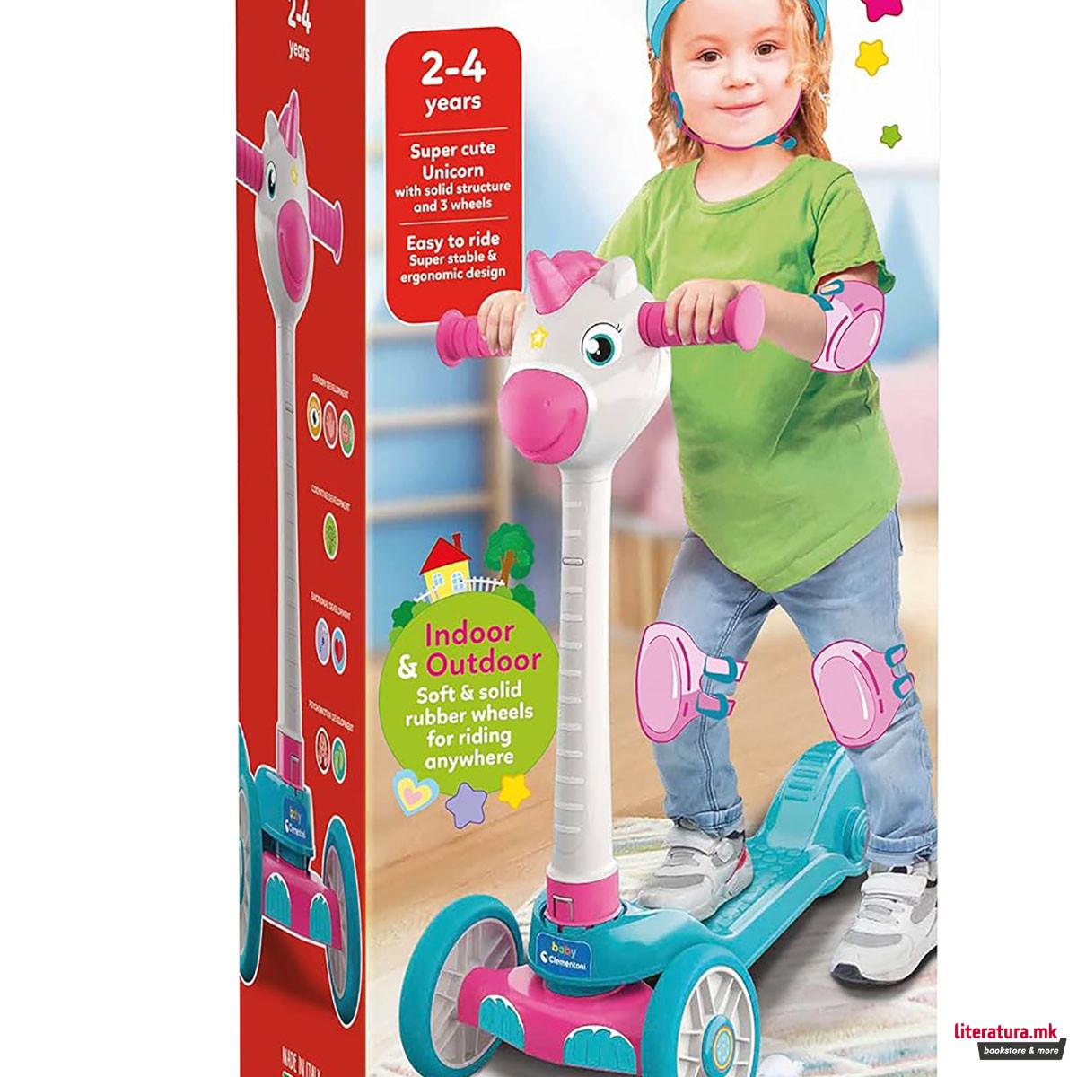 Детски тротинет, Baby Clementoni - Unicorn Push Scooter