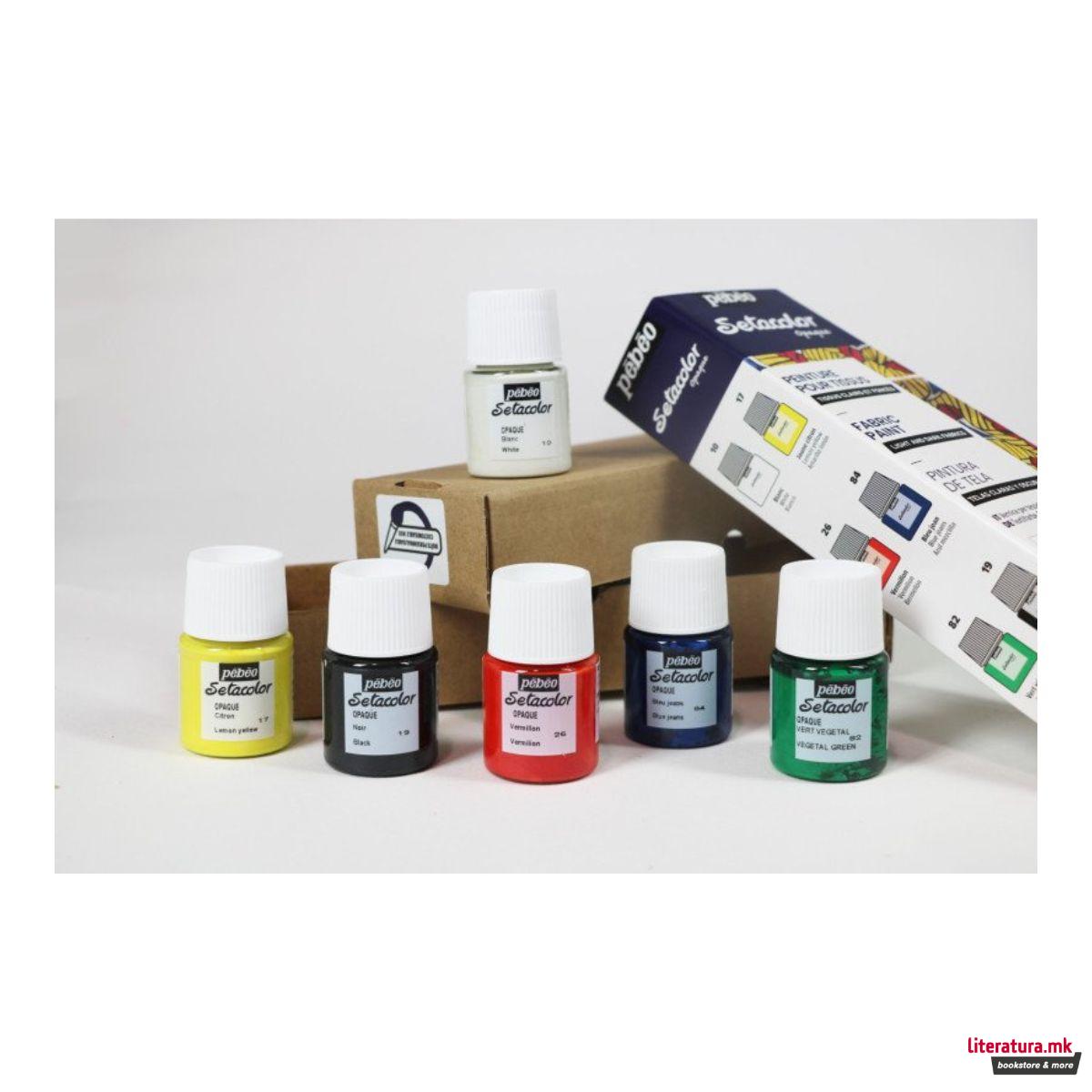 Сет бои за текстил, Pebeo, Setacolor Opaque - Initiation, 6x20ml 