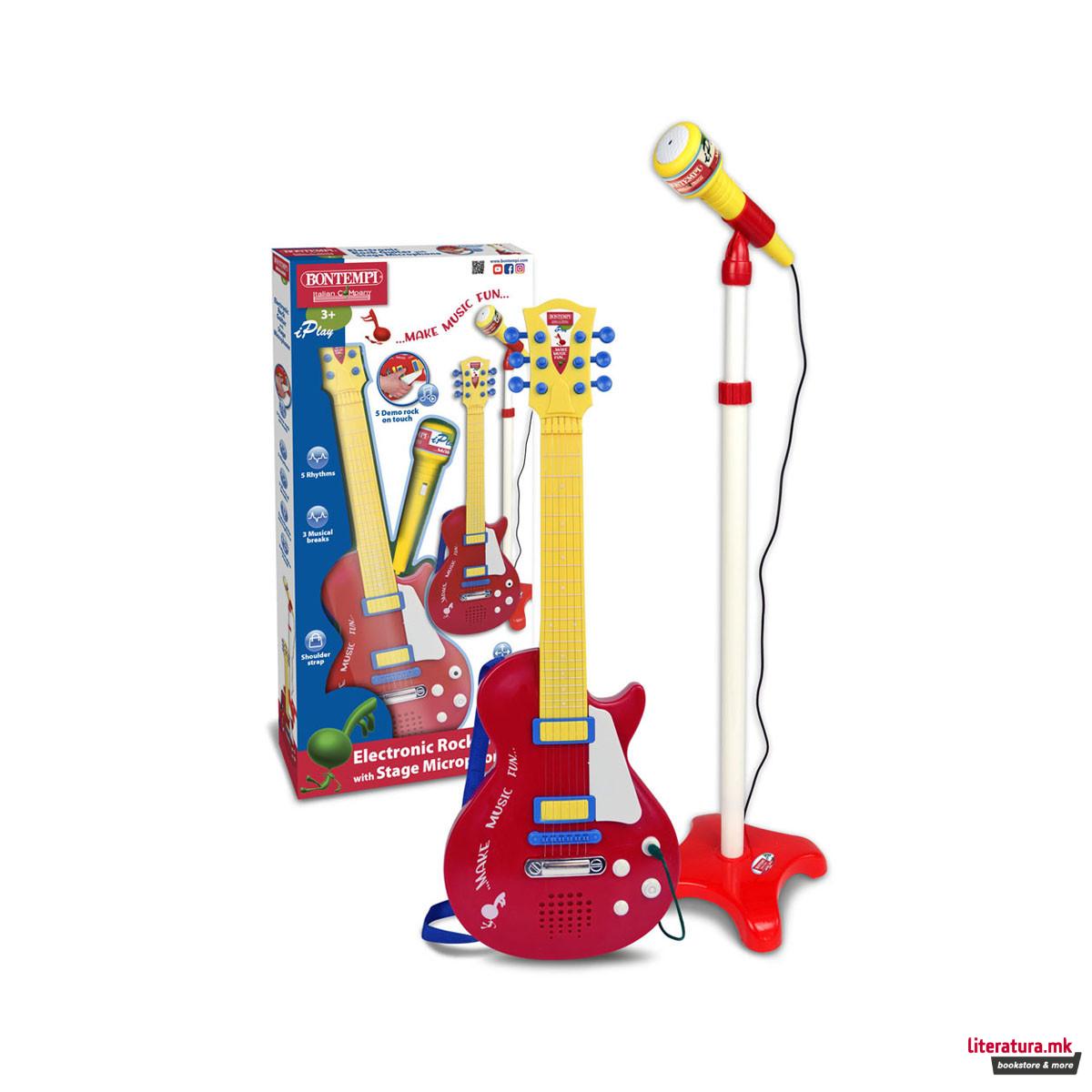 Електронска рок гитара, iPlay Electronic Rock Guitar w/ Stage Microphone 