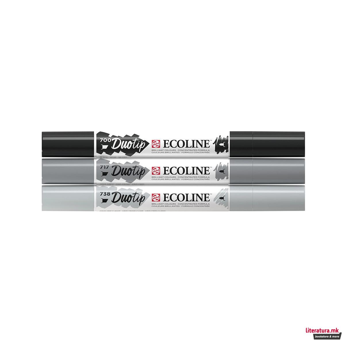 Сет двострани маркери, Ecoline - Black & Grey, 3 бои