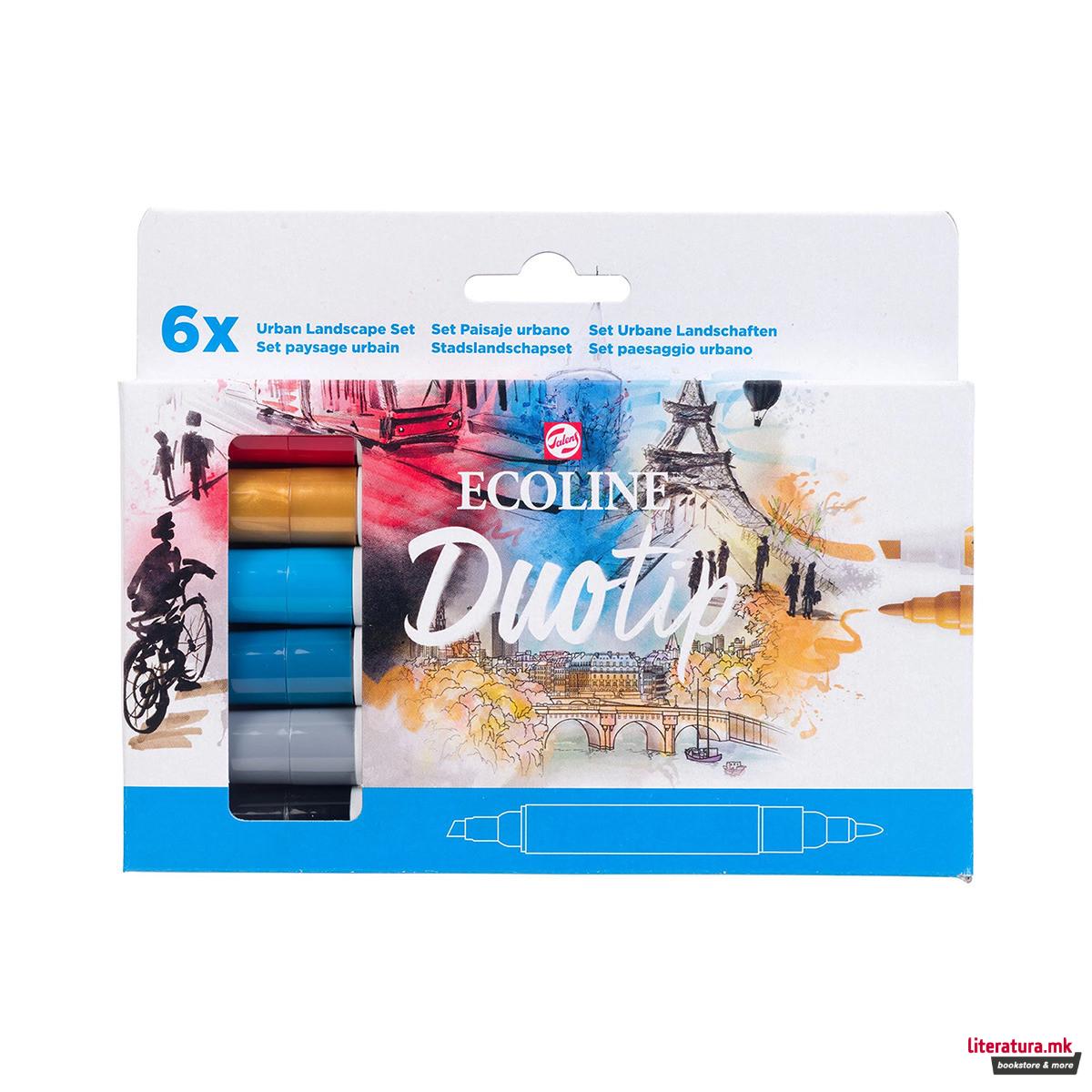 Сет двострани маркери, Ecoline - Urban Landscape, 6 бои