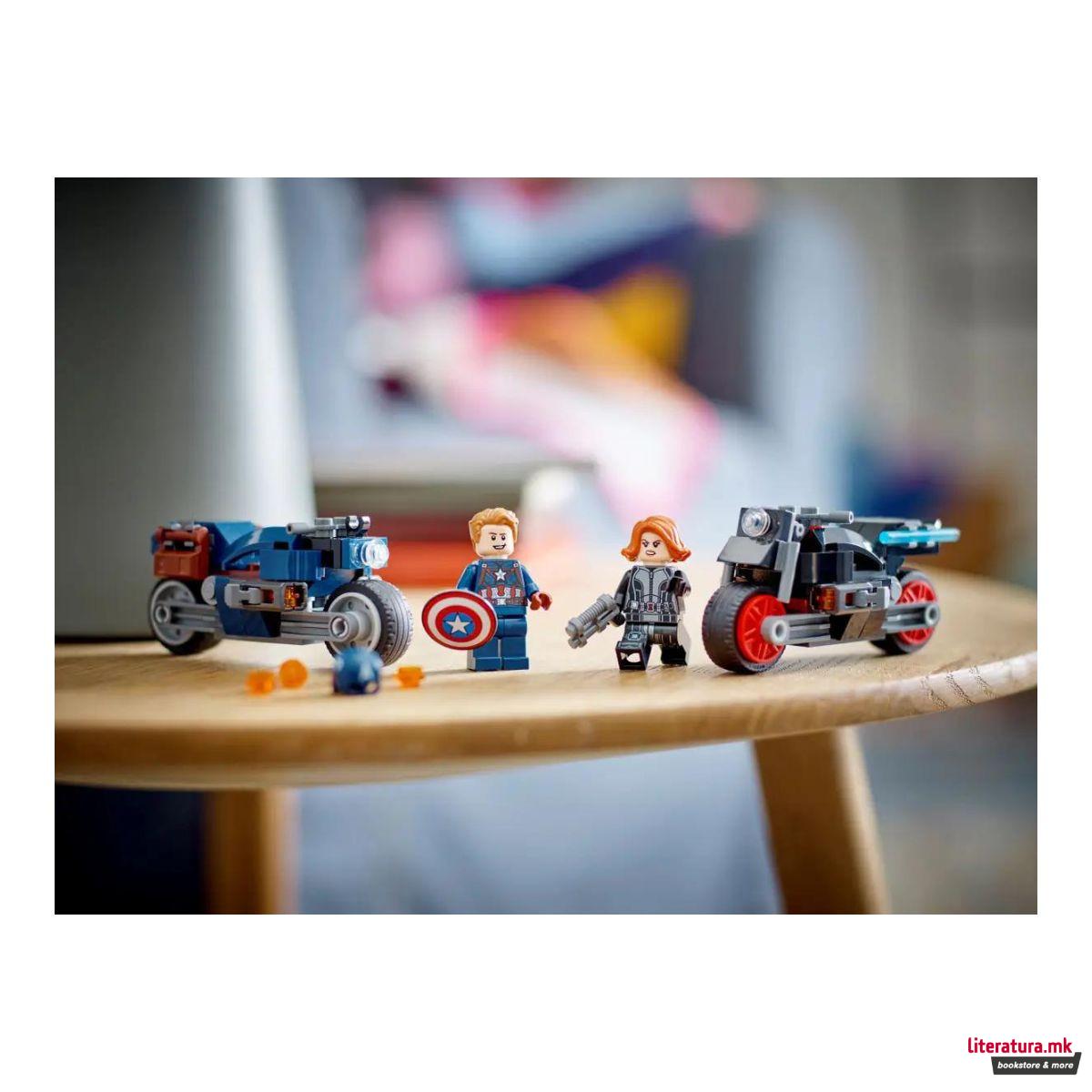 LEGO коцки, Marvel, Black Widow & Captain America Motorcycles