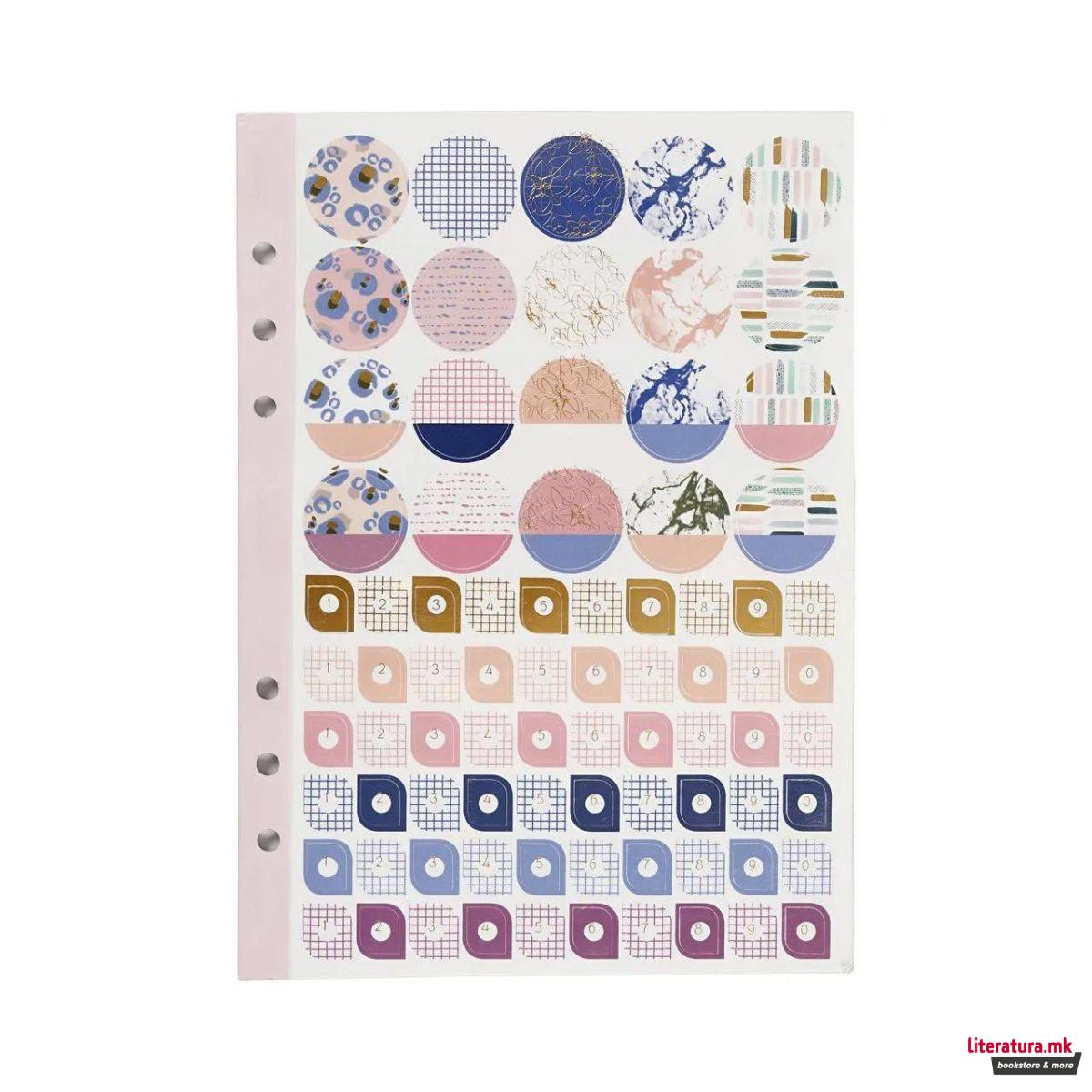 Книга со стикери, Gold/Purple/Rose, 8 листа, А5