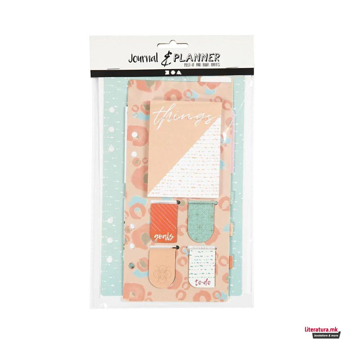 Сет со мемо ливчиња и букмаркери, Journal & Planner, Gold/Red/Coral