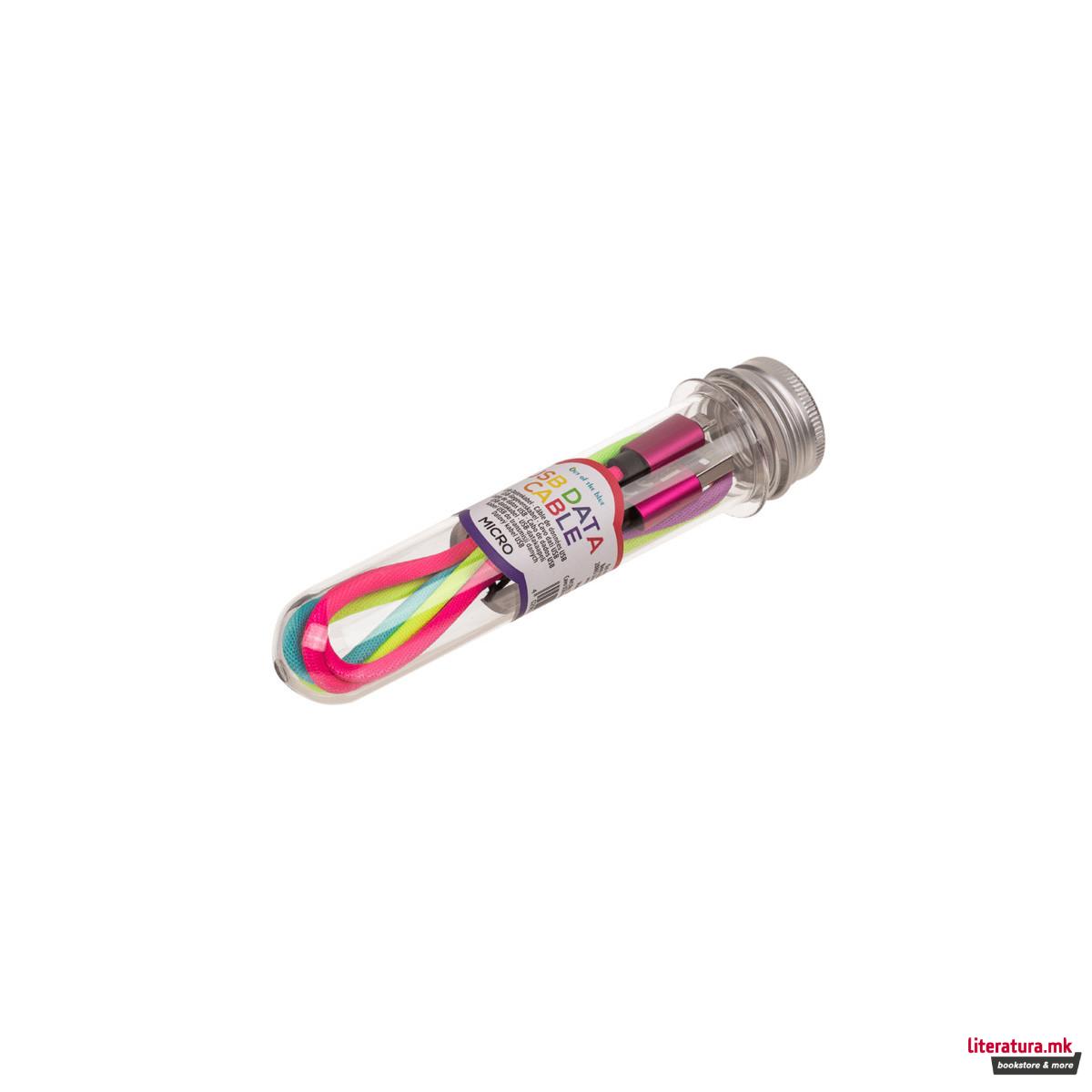 USB кабел за различни уреди - Rainbow (iPhone/Type C/Micro), 1 m