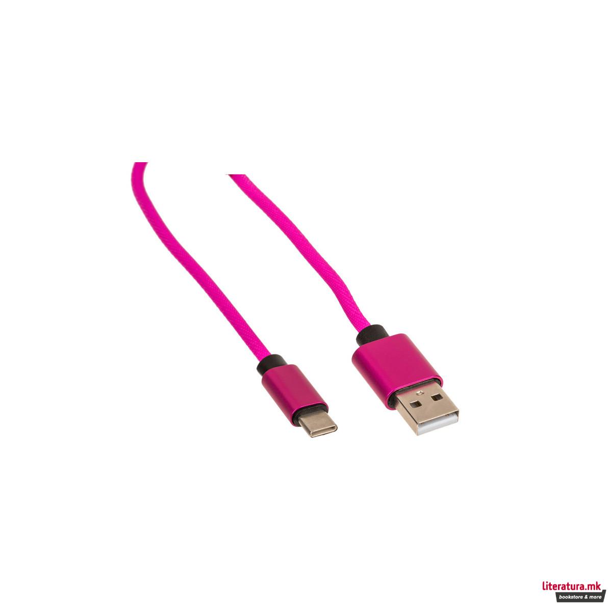 USB кабел за различни уреди - Rainbow (iPhone/Type C/Micro), 1 m