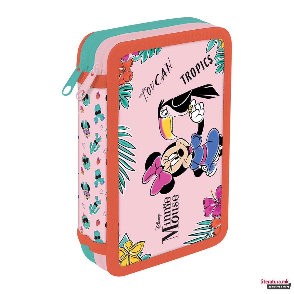 Несесер за моливи со два патенти - полн, Disney - Minnie Mouse, 25 парчиња