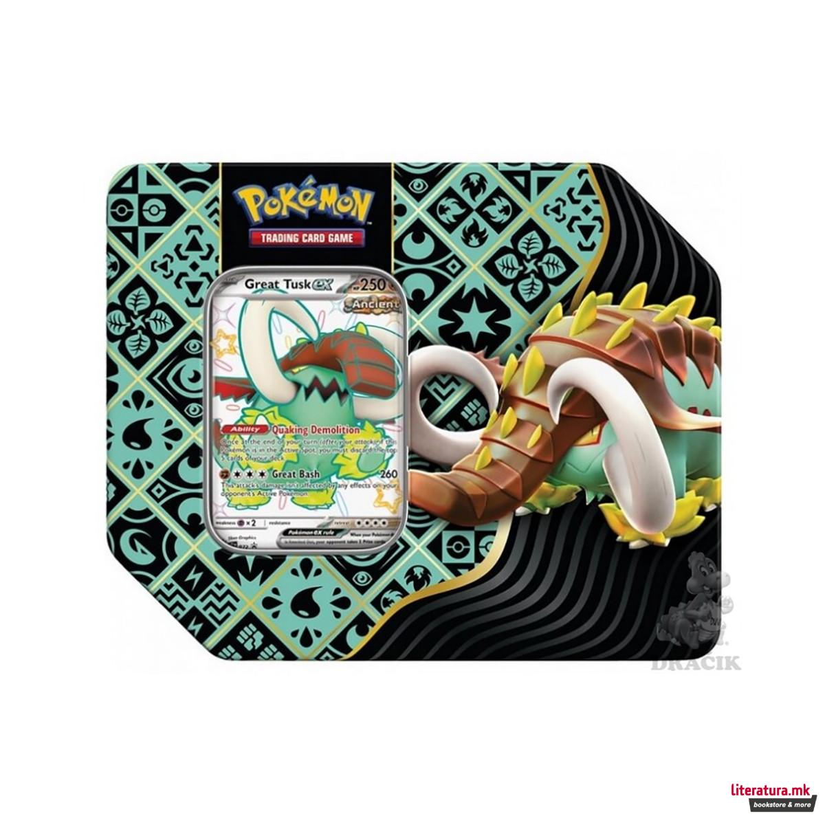 Сет карти во метална кутија, Pokemon TCG Scarlet and Violet Paldean Fates