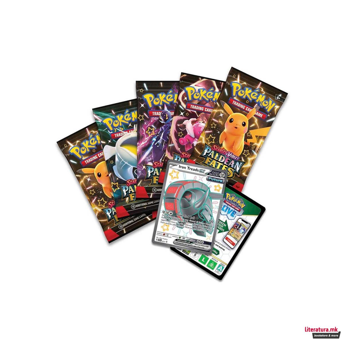 Сет карти во метална кутија, Pokemon TCG Scarlet and Violet Paldean Fates