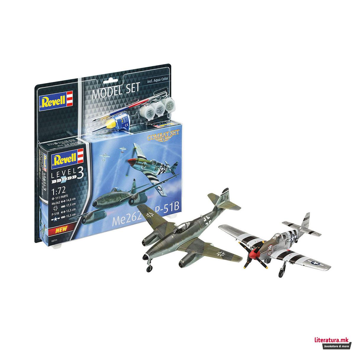 Сет макета + бои, Combat Set Me262 & P-51B Mustang, 1:72