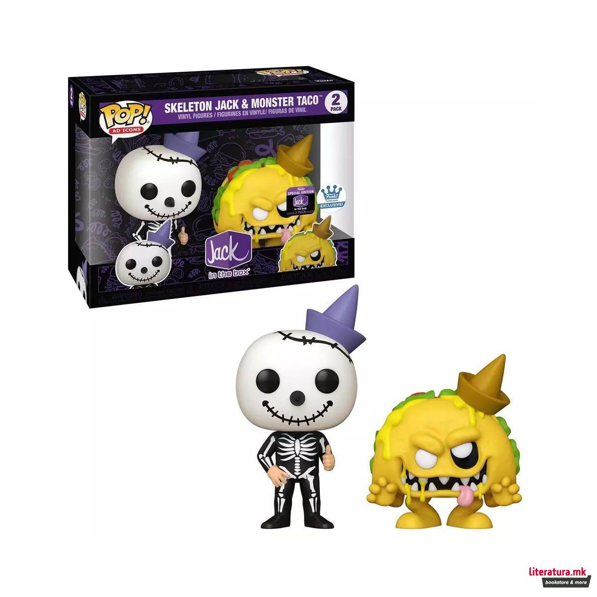 Сет фигури, Pop! Ad Icons, Jack in the Box - Skeleton Jack & Monster Taco