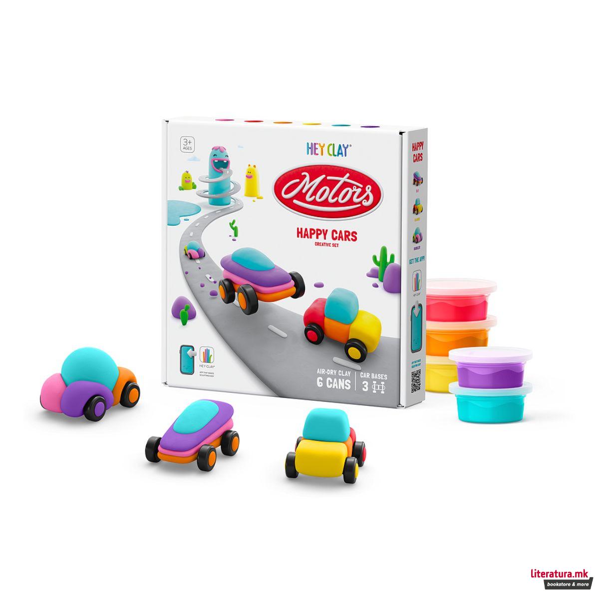 Сет за изработка со глина, Motors - Happy Cars
