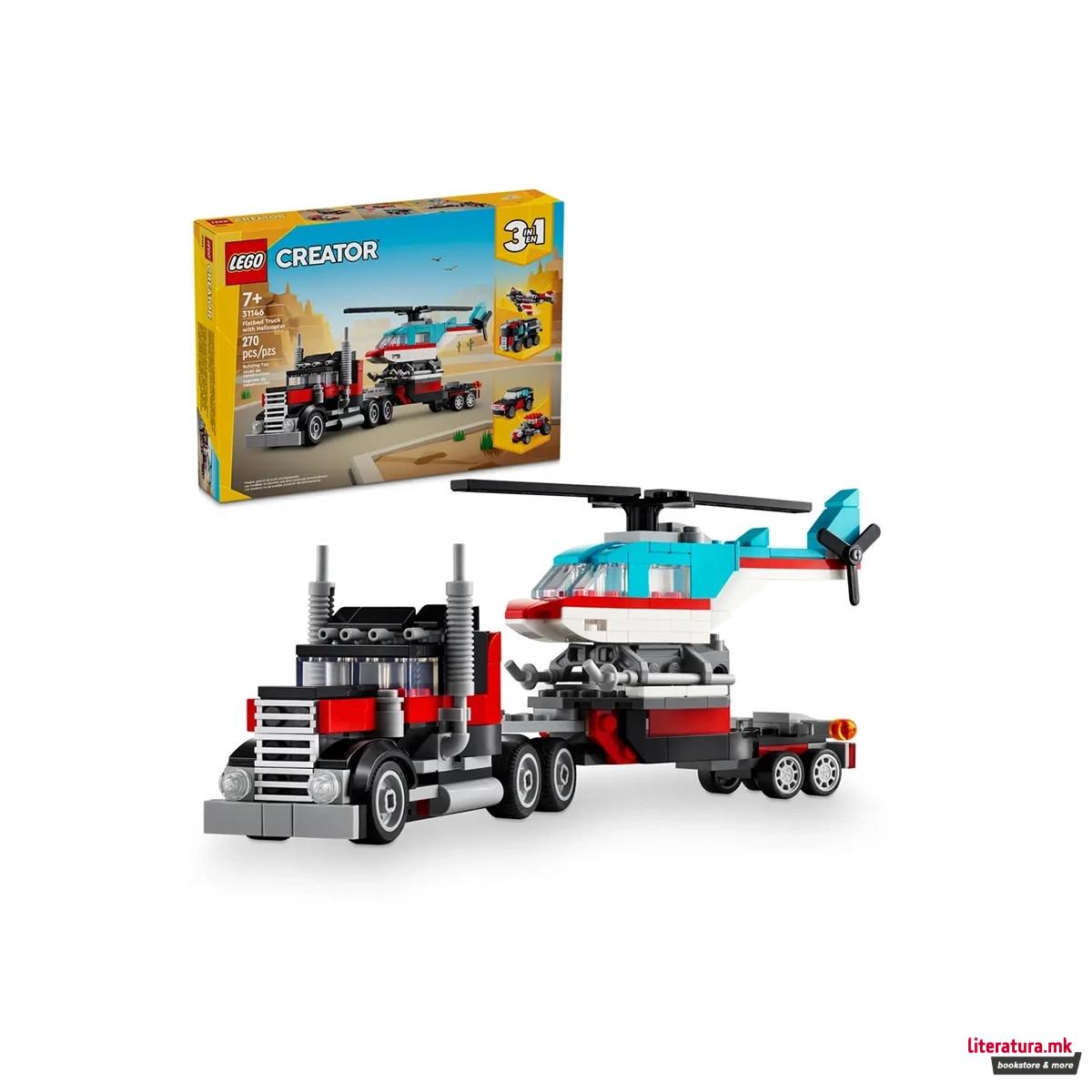 LEGO коцки, Creator 3 in 1, Flatbed Truck with Helicopter