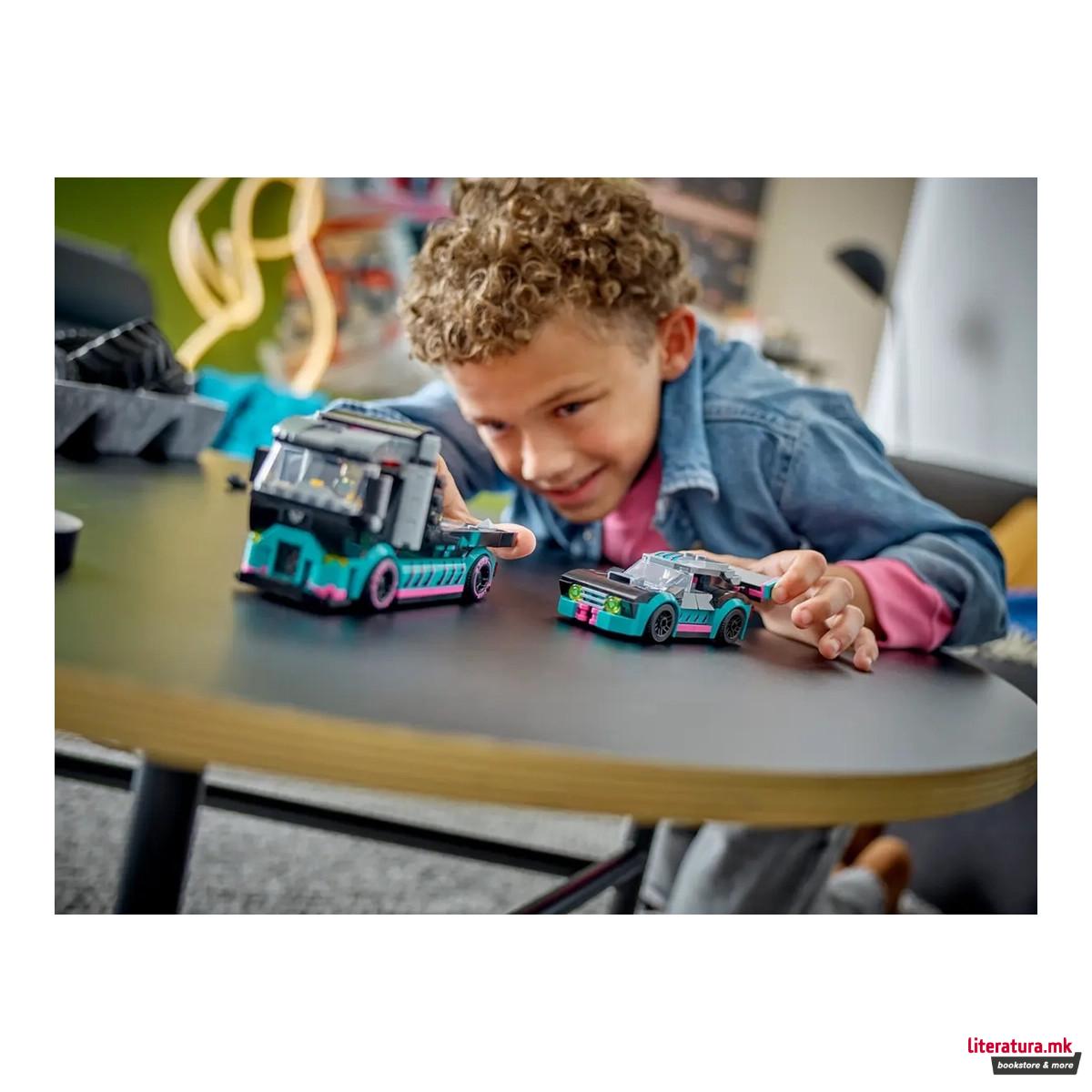 LEGO коцки, City, Race Car and Car Carrier Truck 