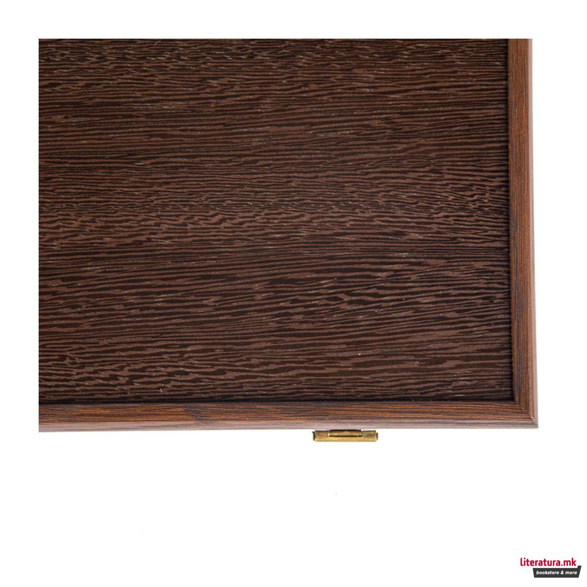 Сет за табла, Wenge & Walnut Burl - Elegant Marquetry Design, мал