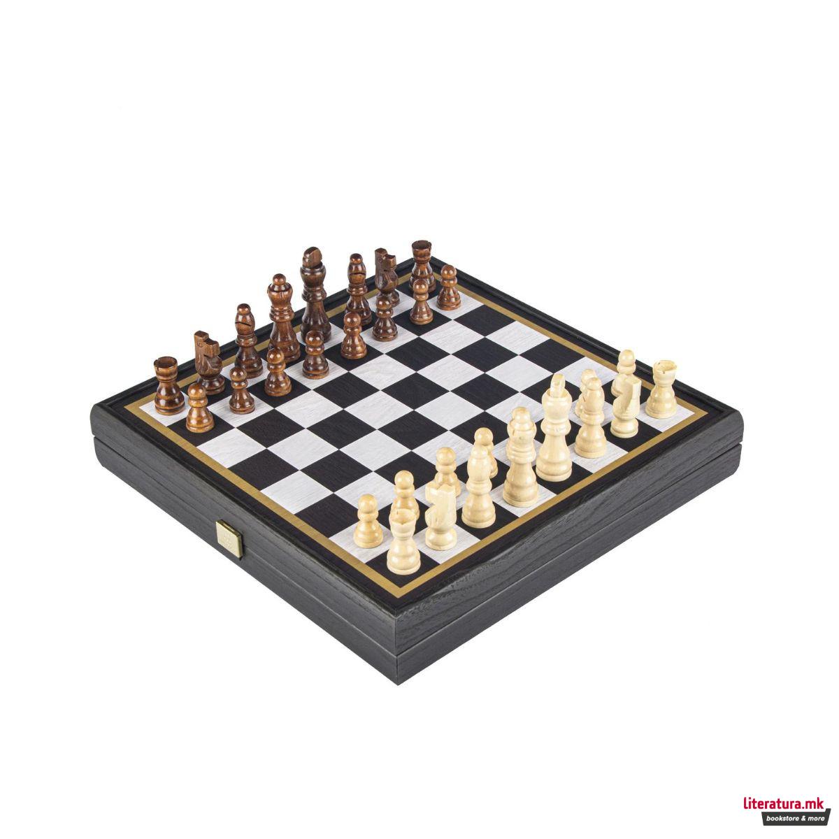 Сет игри 4 во 1, Modern Style Chess, Backgammon, Ludo & Snakes, црн
