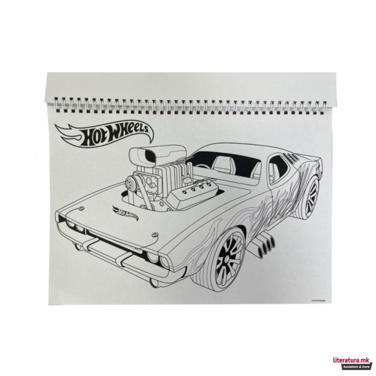 Скицник со стикери, Hot Wheels, 23 x 33 cm, 40 листови
