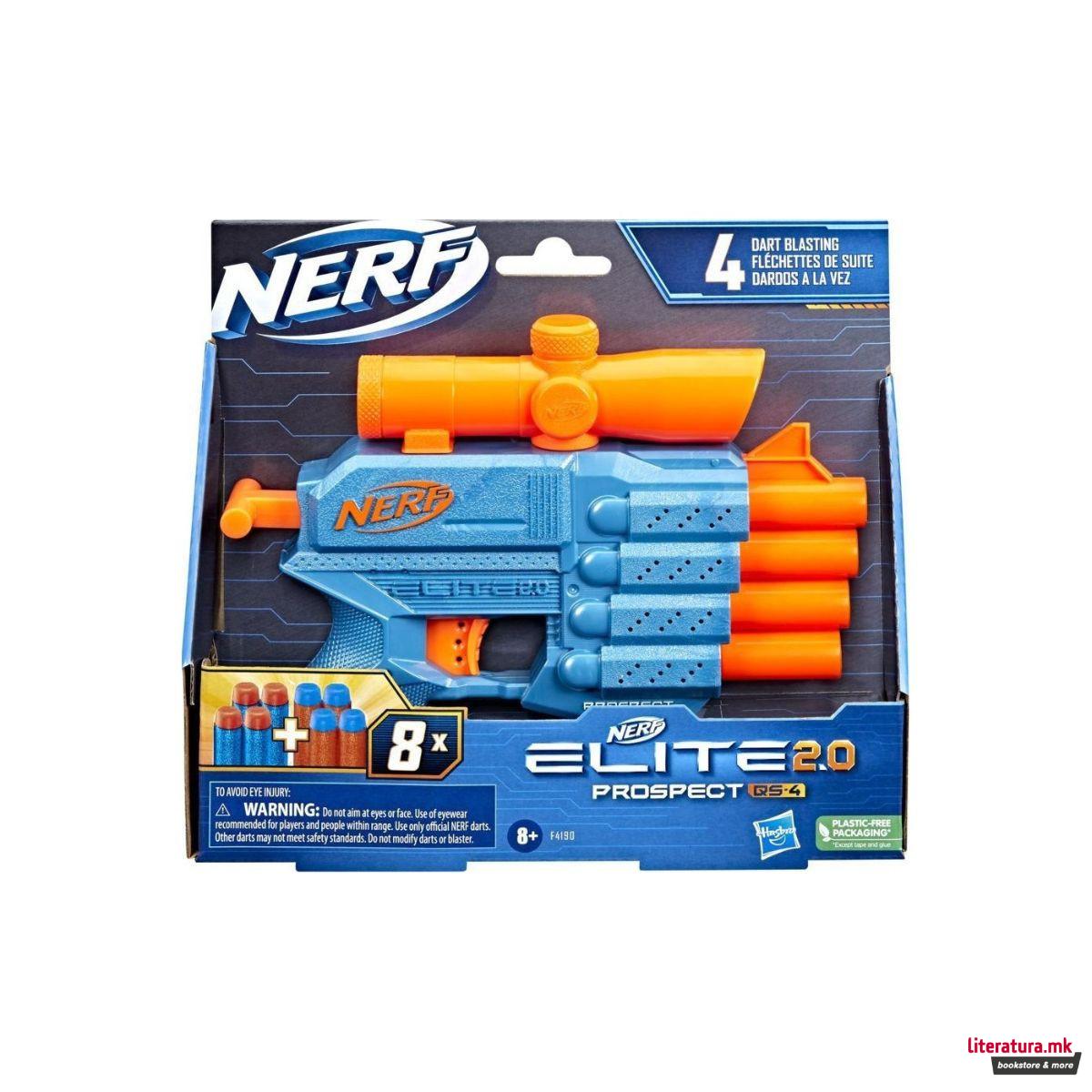 Играчка пушка со мека муниција, Nerf Elite 2.0 Prospect QS-4 Blaster