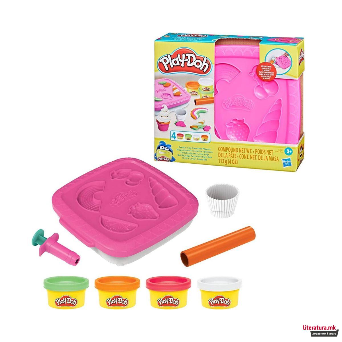 Креативен сет за игра, Play-Doh - Create 'n Go: Cupcakes