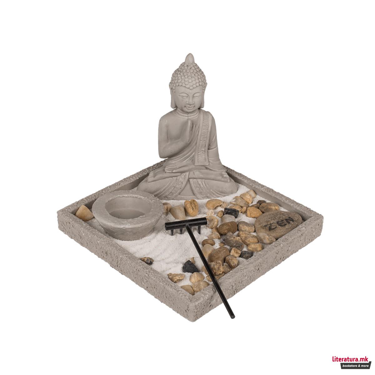 Декоративен сет од цемент, Buddha, 18 x 18 cm 