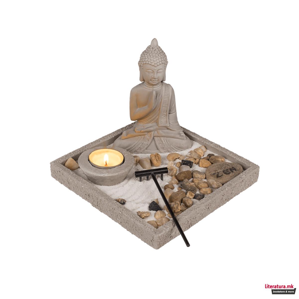 Декоративен сет од цемент, Buddha, 18 x 18 cm 