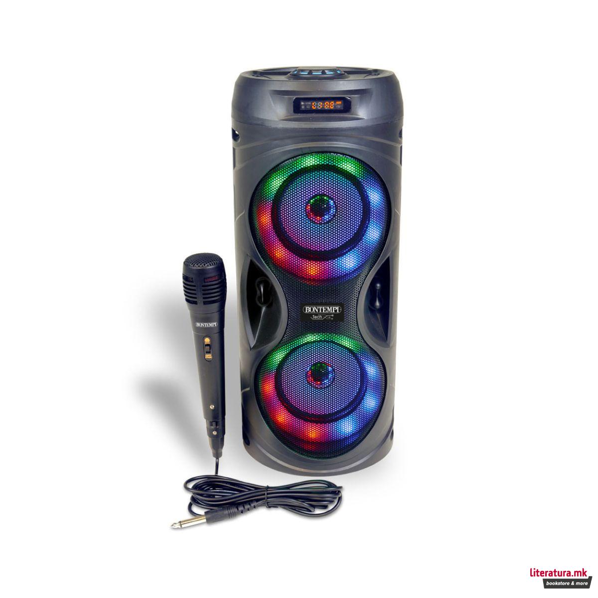 Безжичен звучник со микрофон и RGB светла, Tech - цилиндар, голем