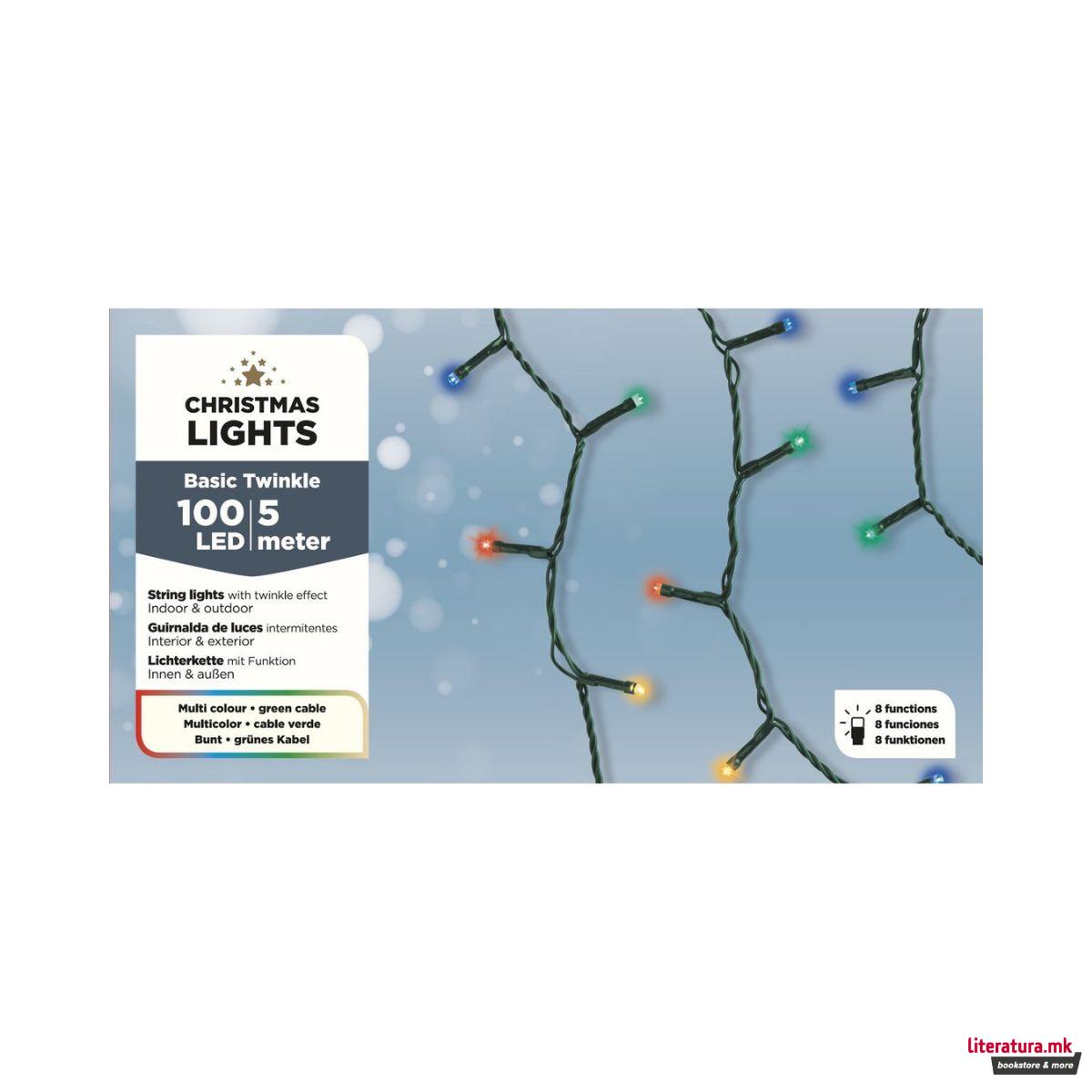 Новогодишни LED сијалички со 8 функции- мултиколор, 5m