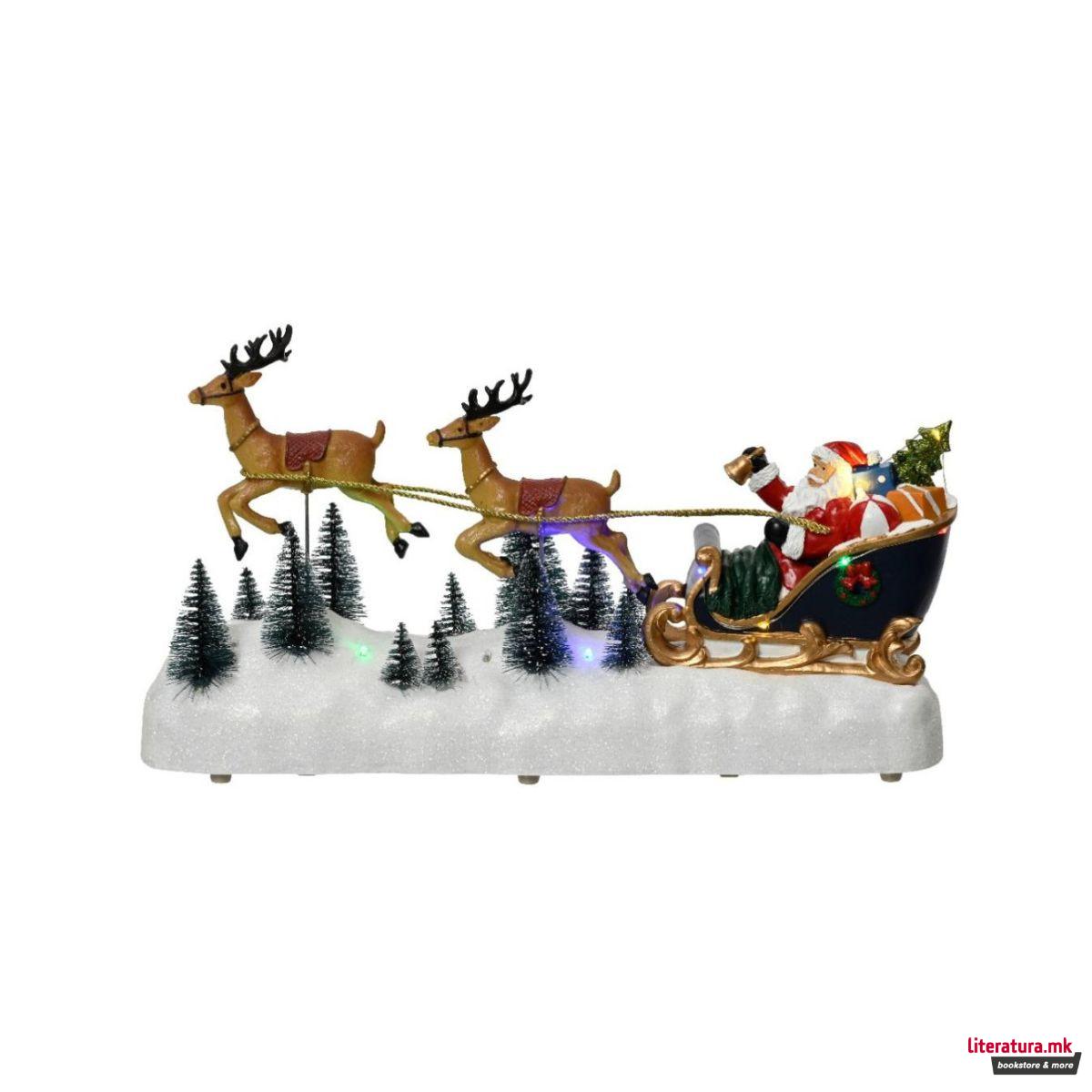 Декоративна фигура со LED светла, Santa's Sleigh