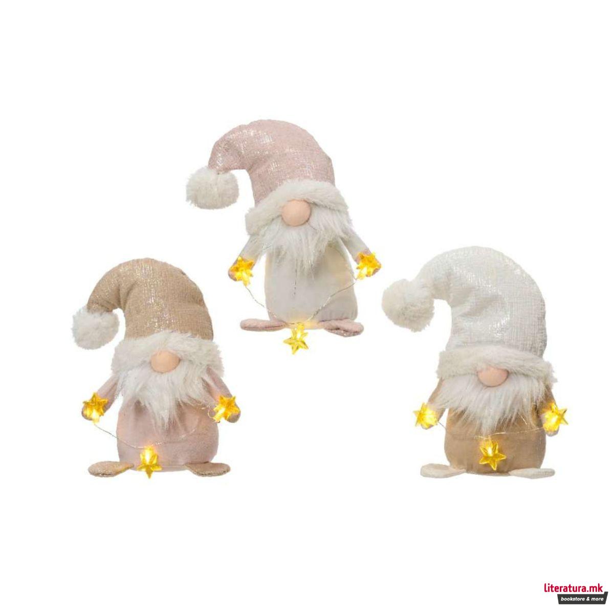 Декоративна фигура со LED светла, Gnome, 3 бои