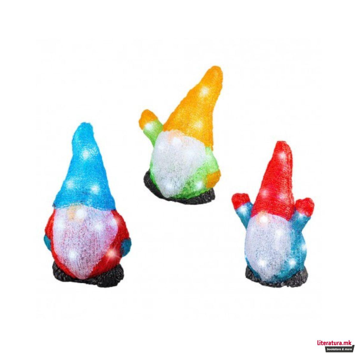 Декоративна фигура со LED светла, Gnome, 3 бои