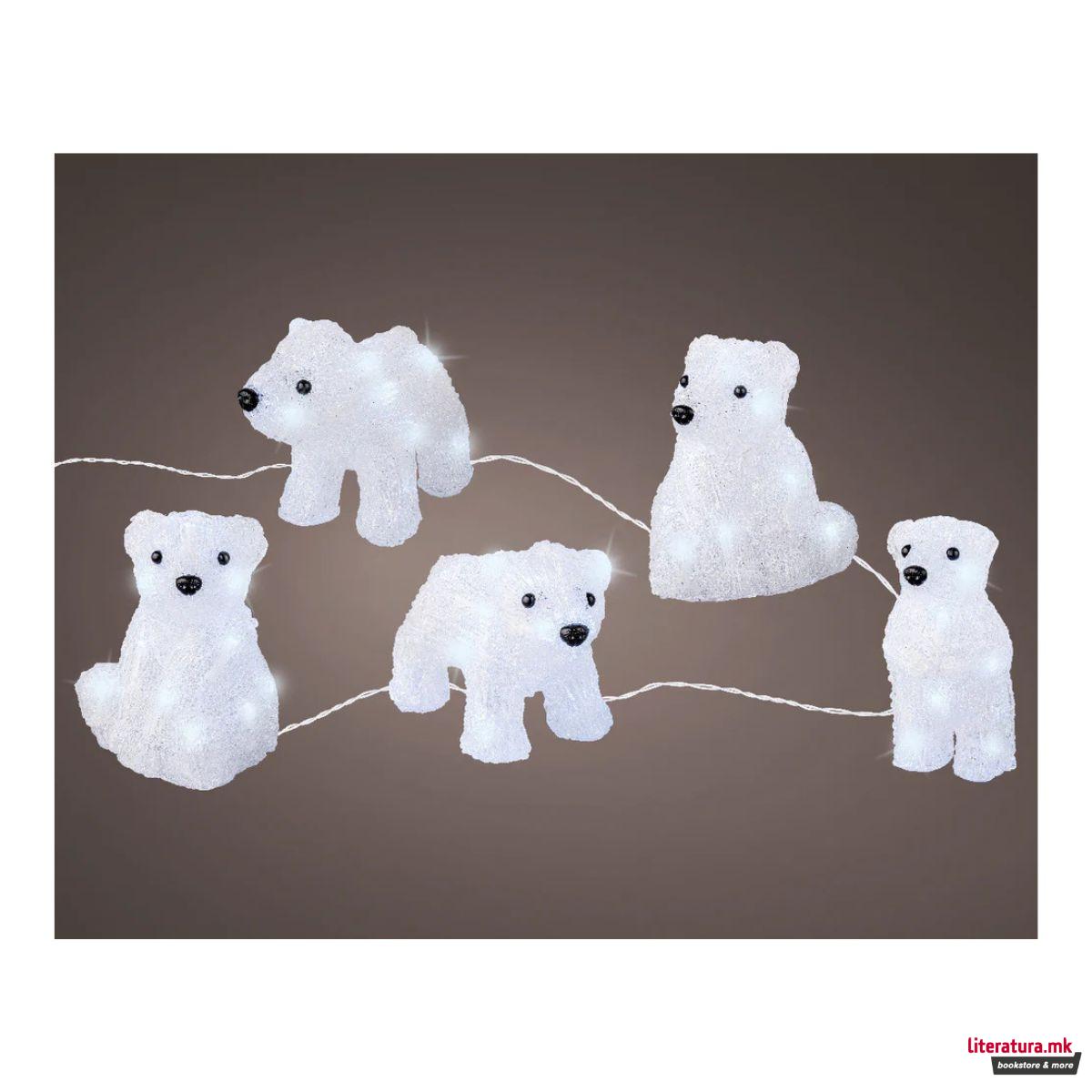 Сет декоративни фигури со LED светла, Polar Bears, 1/5