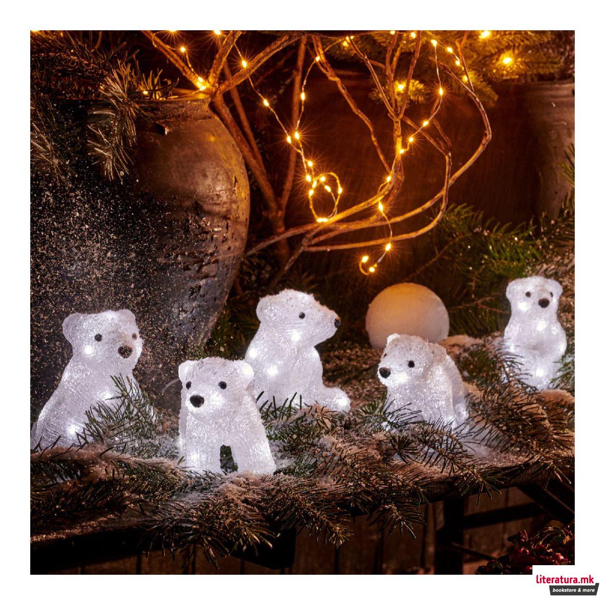 Сет декоративни фигури со LED светла, Polar Bears, 1/5