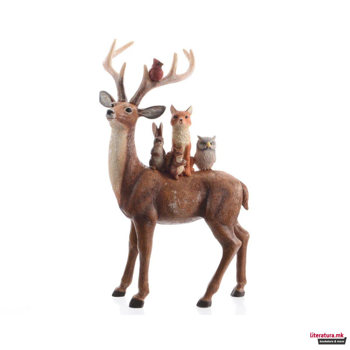 Декоративна фигура, Reindeer w/Animals, 25 cm 